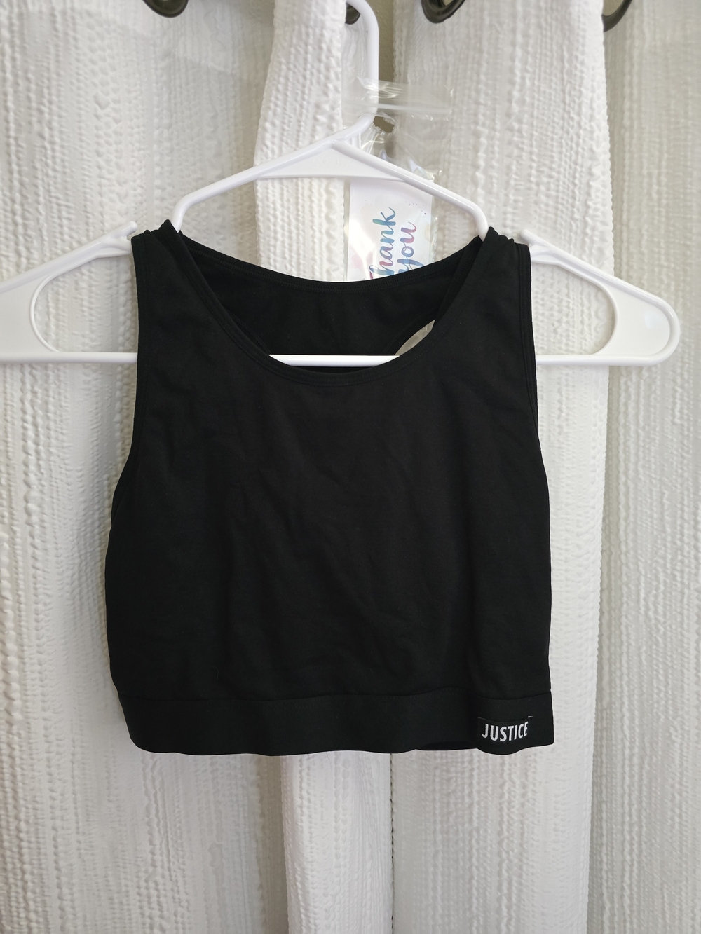 Justice Girls Size 34 Black Cropped Athletic Tank Top
